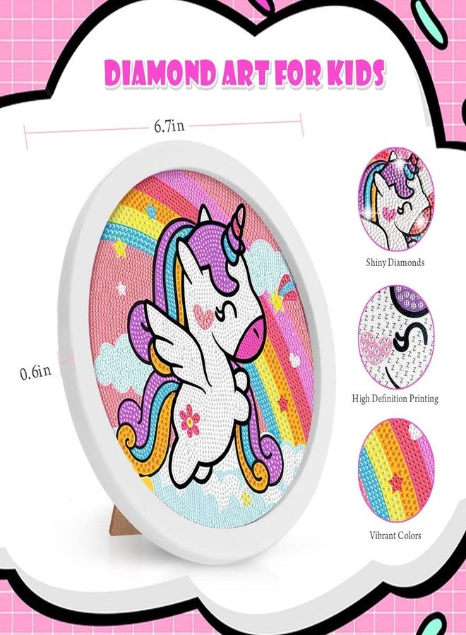 KRAFTMASTERS®DIY Diamond Painting Kit with Round Wooden Frame for Kids Art and Craft Activity (Unicorn & Mermaid) - Image 4